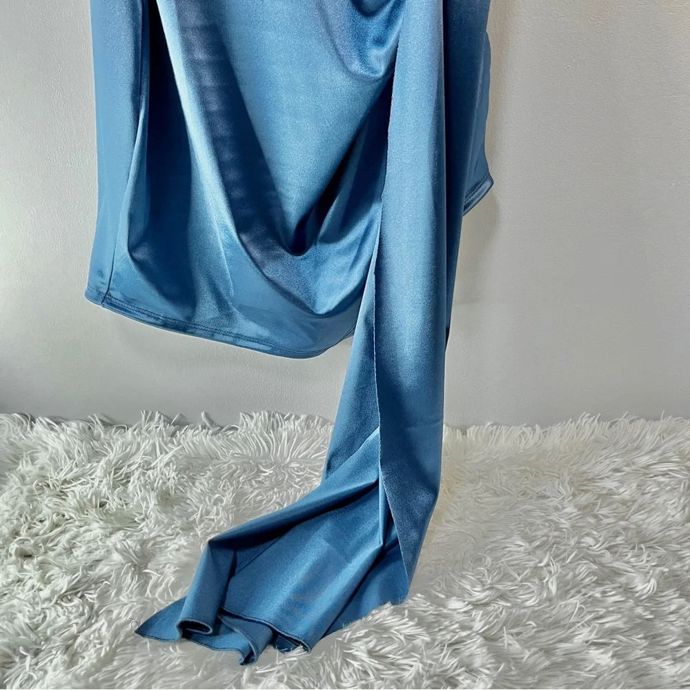Katie Satin Mini Dress - Blue - Picture 5 of 10